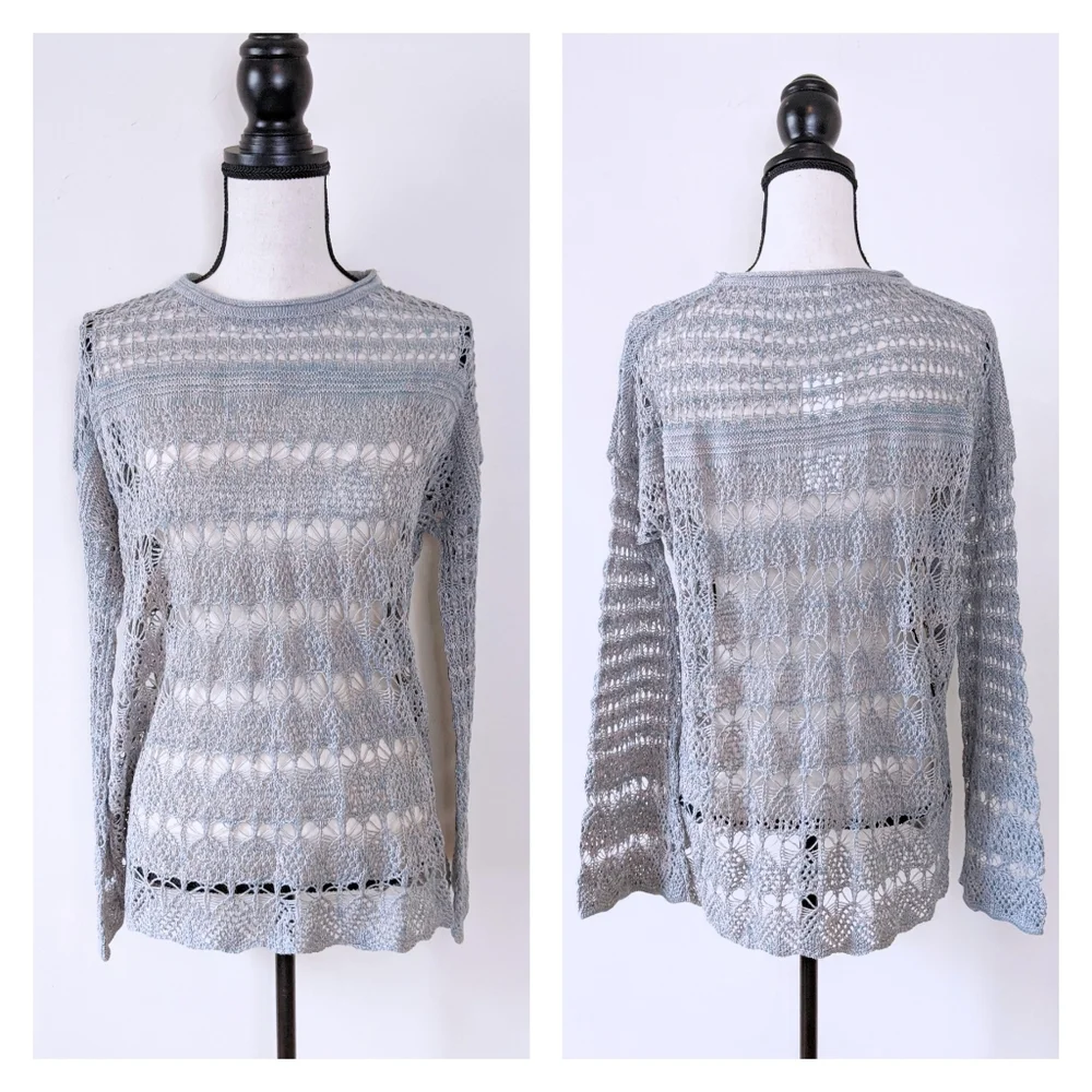 🦋LAST🦋 NWT 100% Cotton Sage Knit Sweater, Size S/M - Picture 2 of 7